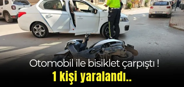 Otomobil ile bisiklet çarpıştı !