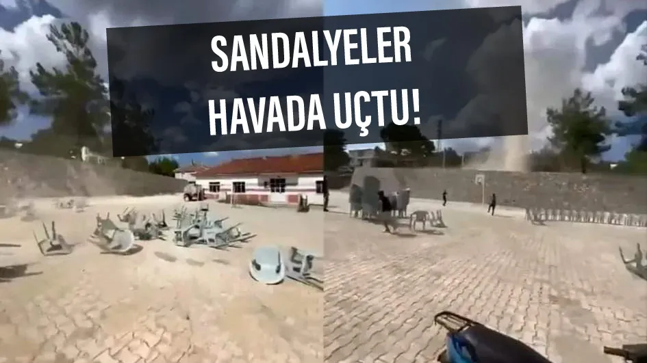 Sandalyeler havada uçtu!