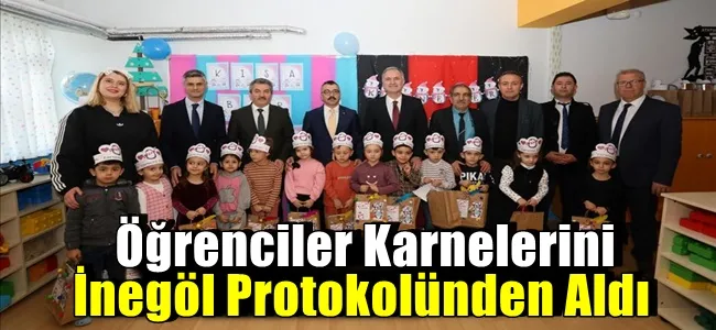 Öğrenciler Karnelerini İnegöl Protokolünden Aldı