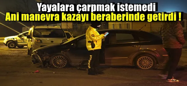 Yayalara çarpmak istemedi ani manevra kazayı beraberinde getirdi !