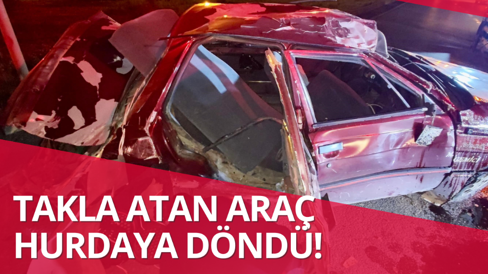 Duble yolda refüje çarpan otomobil takla atarak hurdaya döndü: 1 yaralı