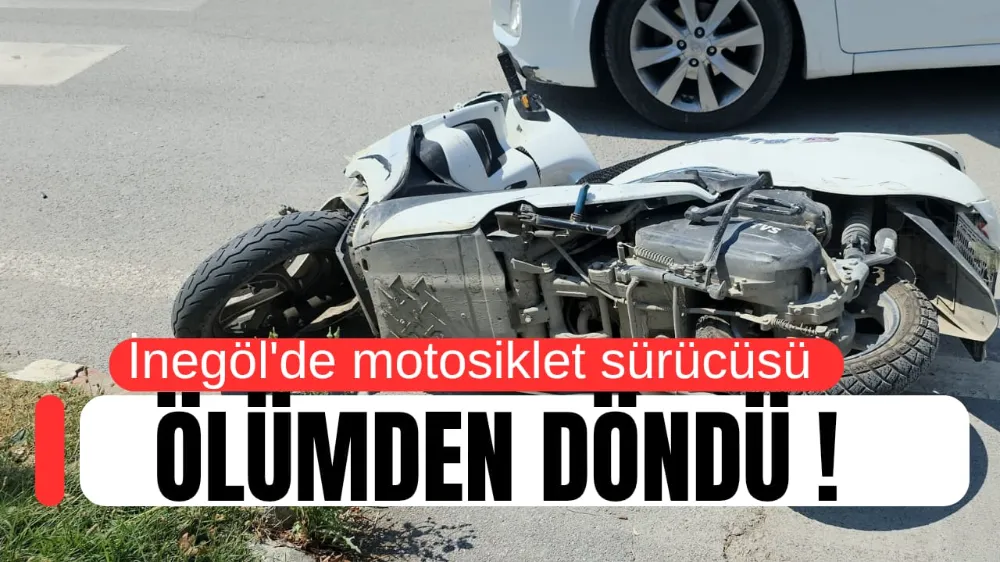 İnegölde otomobil ile motosiklet çarpıştı 