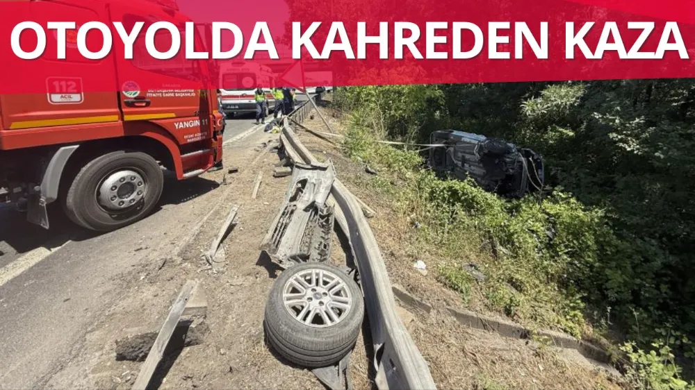 Otoyolda kontrolden çıkan hafif ticari araç şarampole devrildi: 6 hafif yaralı