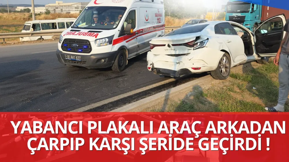 İnegöl yolunda iki araç birbirine girdi 