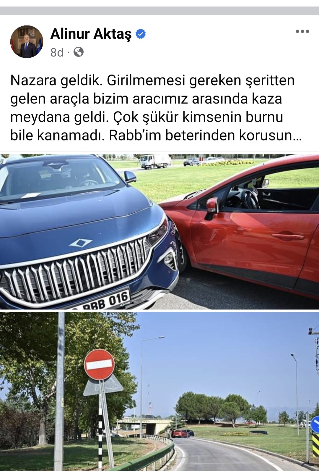 Alinur Aktaş kaza geçirdi